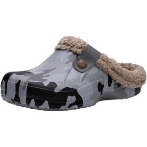 Women Camo Dark Clogs Waterproof Winter Fuzzy Slippers Classic Fur Lined